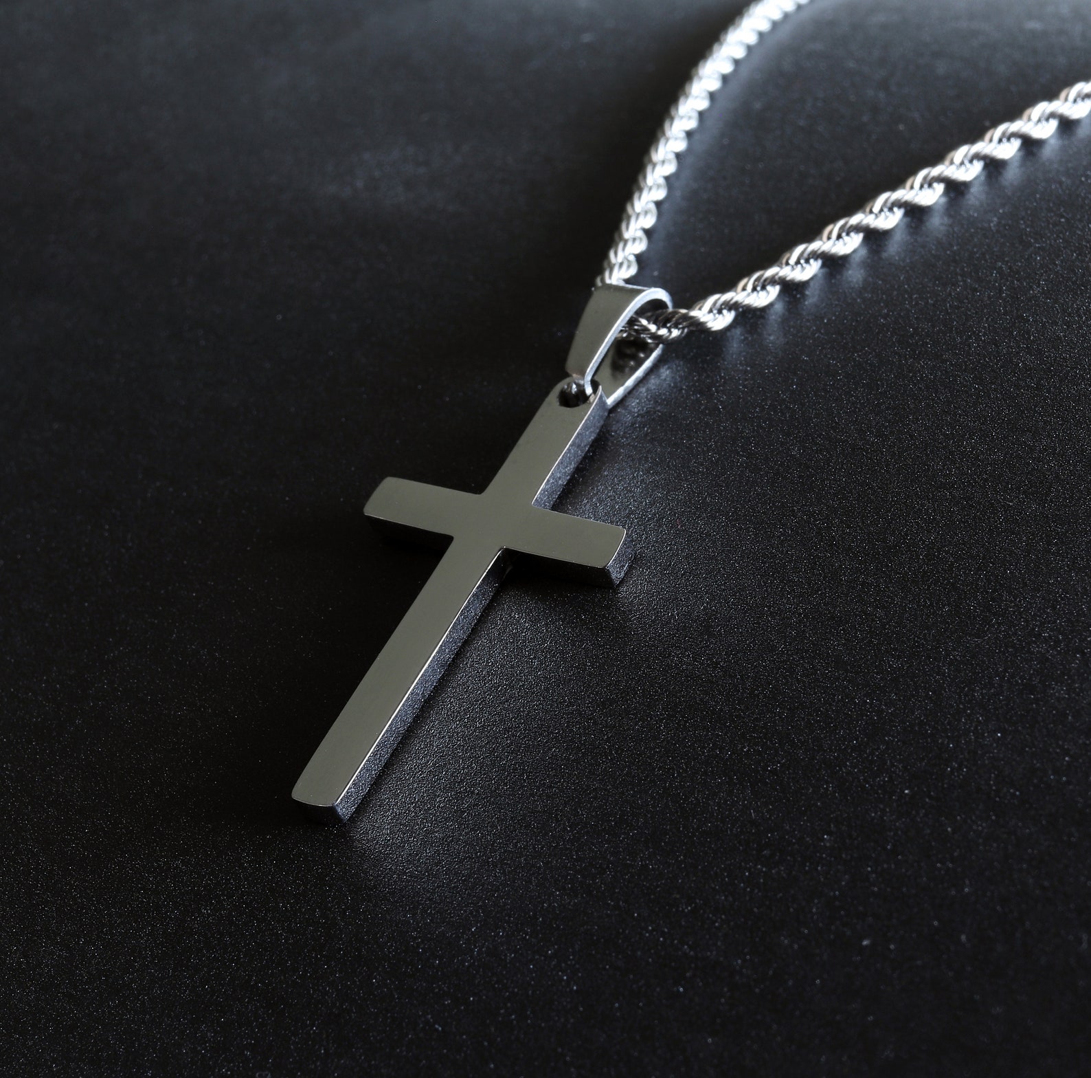 Men Cross Necklace Mens Necklace Cross Pendant With Rope Etsy Canada