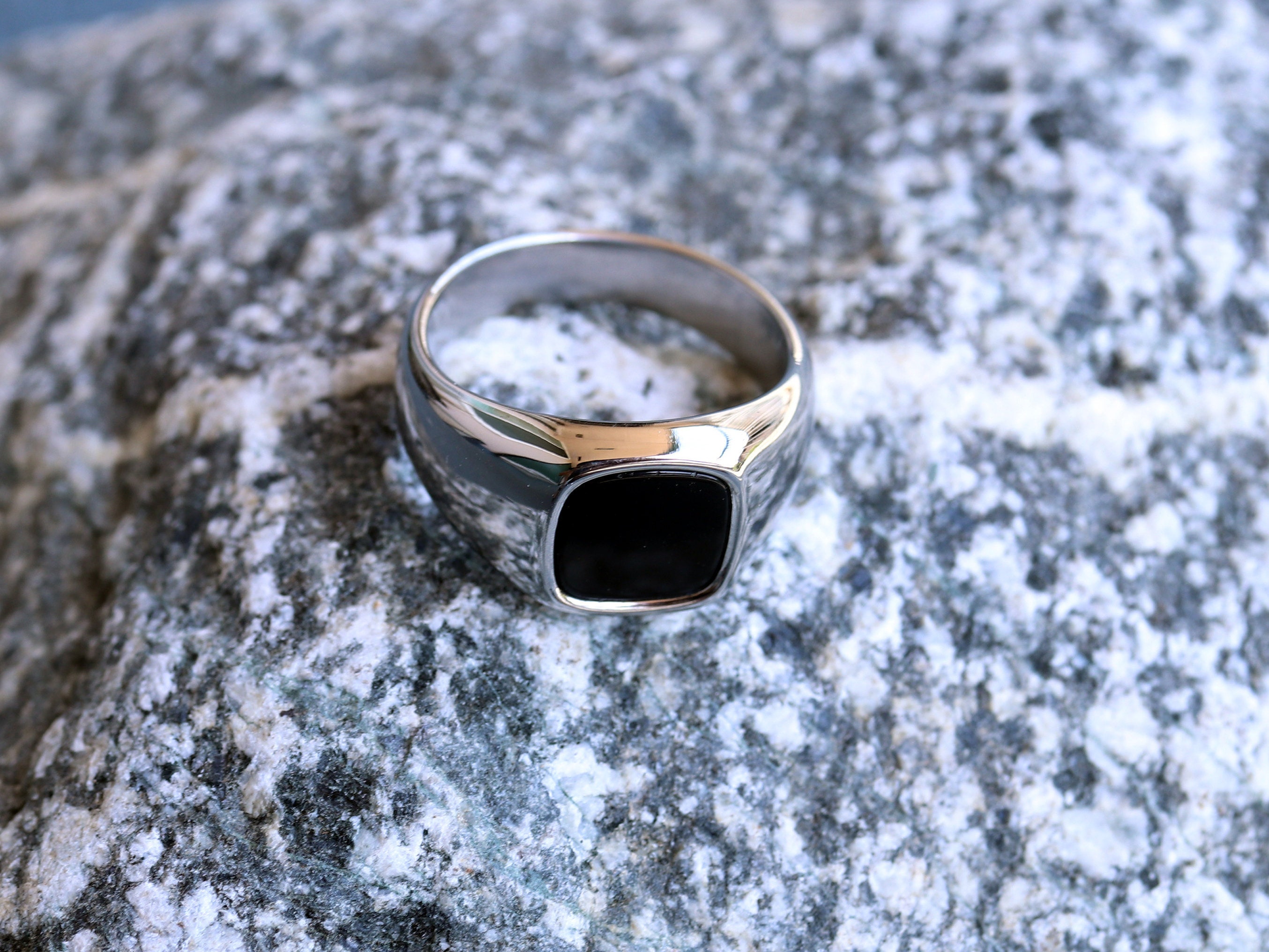 Men's Pinky Ring Black Onyx Styled Ring Men Silver Ring Etsy