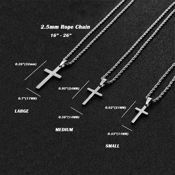 Men's Cross Necklace, Silver Cross Necklace for Men, Men Small Cross  Necklace, Large Cross Necklace, Silver Cross Pendant With Rope Chain 