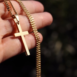 Men's Necklace, Gold Cross Necklace, Mens Gold Necklace, Cuban Chain Necklace for Men, Men Cross Necklace, Boys Necklaces, Mens gift image 9