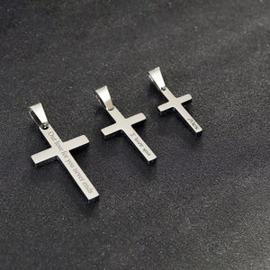 Personalized Stainless Steel Cross Pendant: Engraved Religious Jewelry