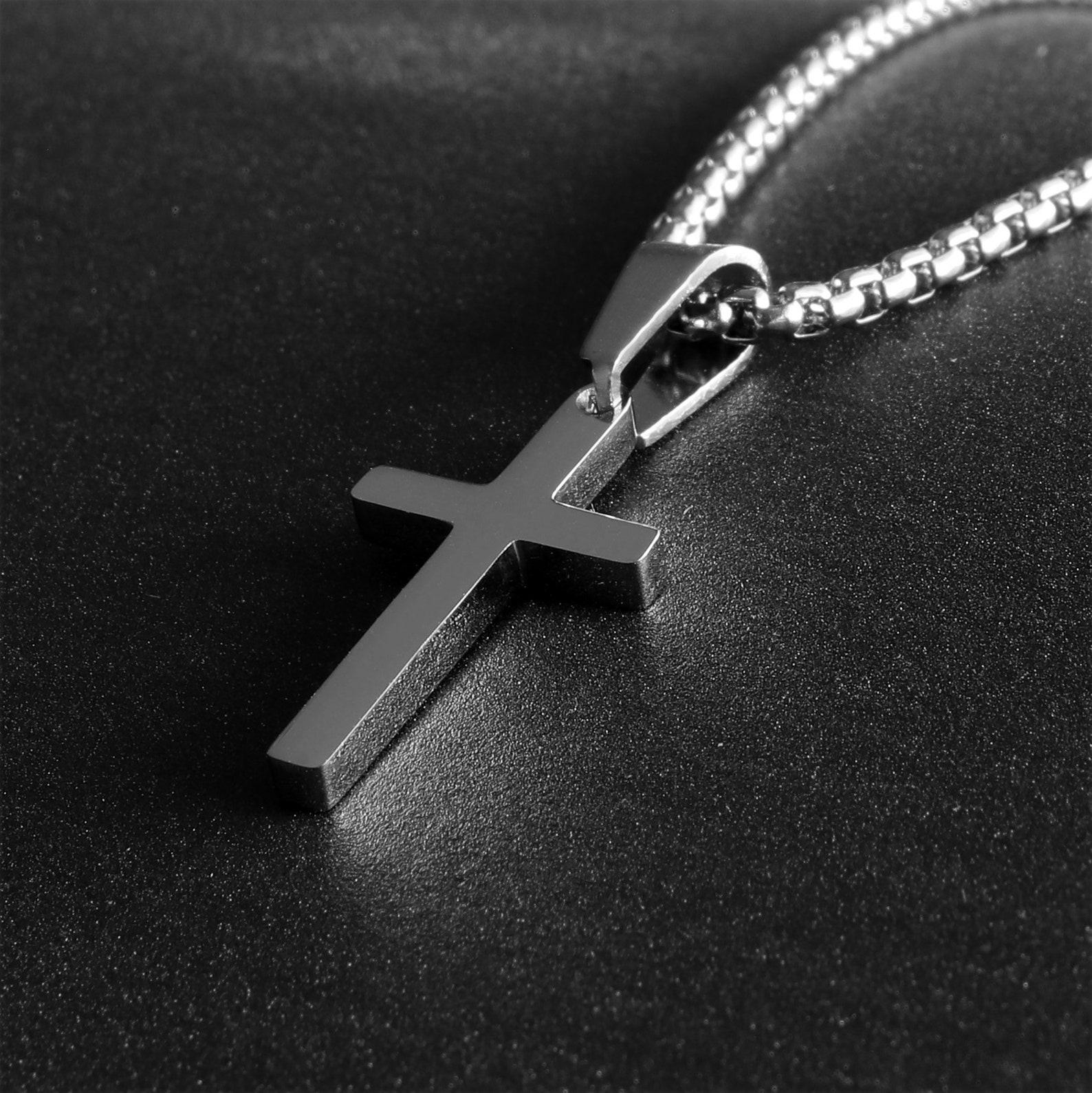 Men's Cross Necklace Silver Cross Necklace Men Small Etsy