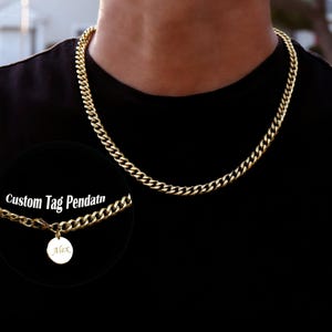 Men's Gold Cuban Chain Necklace, Personalized Gift for Him, Stainless Steel Gold Chain Necklace, Cuban Link Chain, Men's Chain Necklace