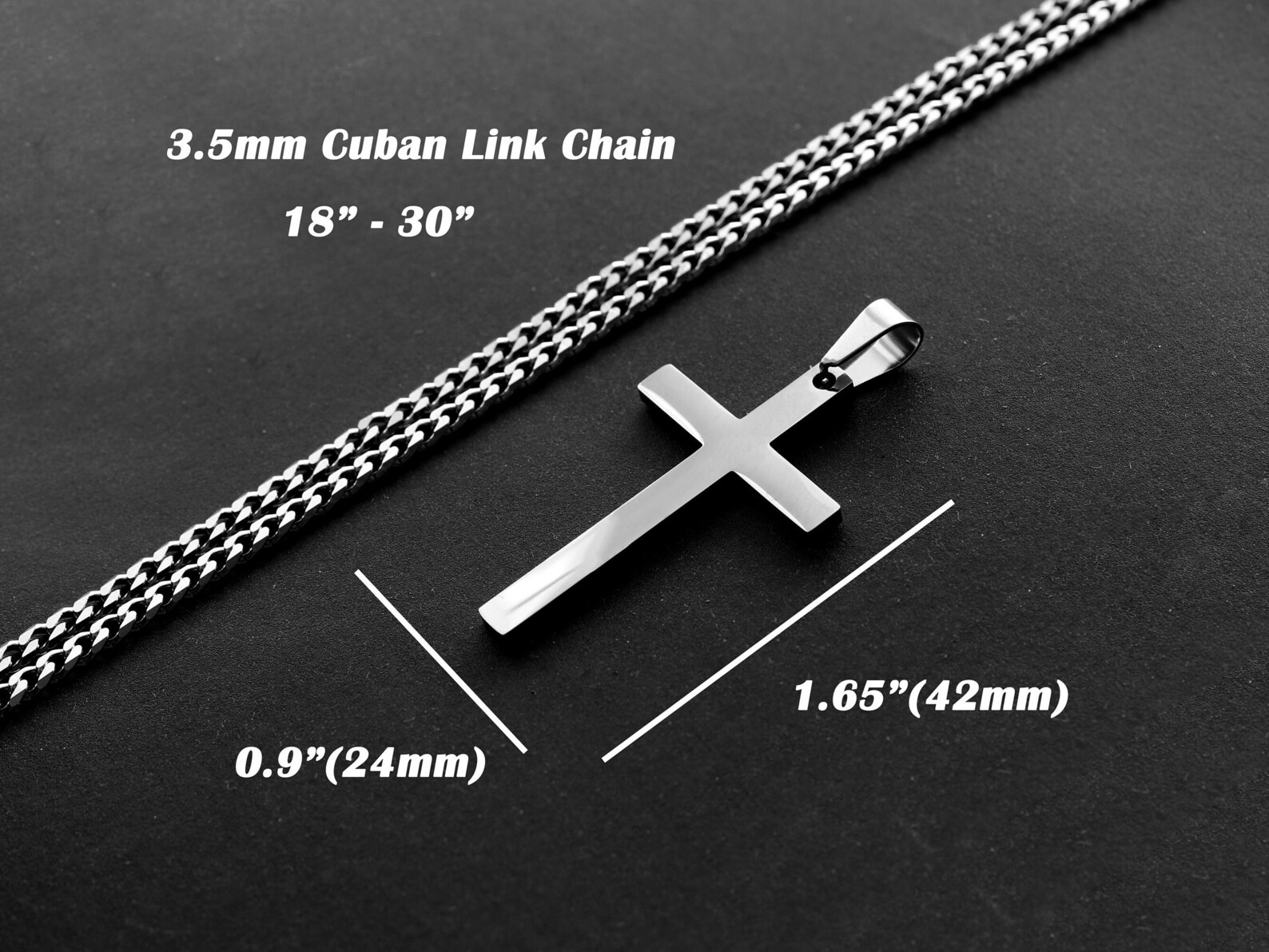 Men's Cross Necklace Silver Cross Necklace for Men Large Etsy