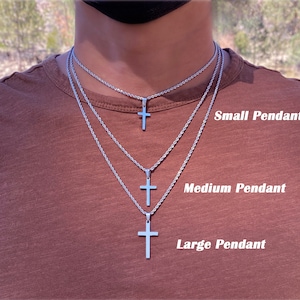 Men's Cross Necklace, Silver Cross Necklace for Men, Men Small Cross ...