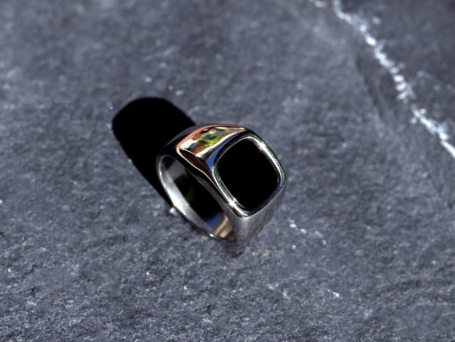Men's Pinky Ring Black Onyx Styled Ring Men Silver Ring Etsy