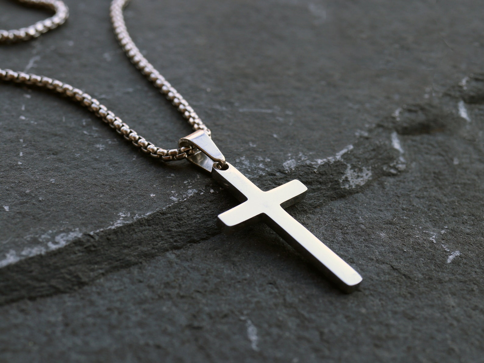 Silver Cross Necklace Men