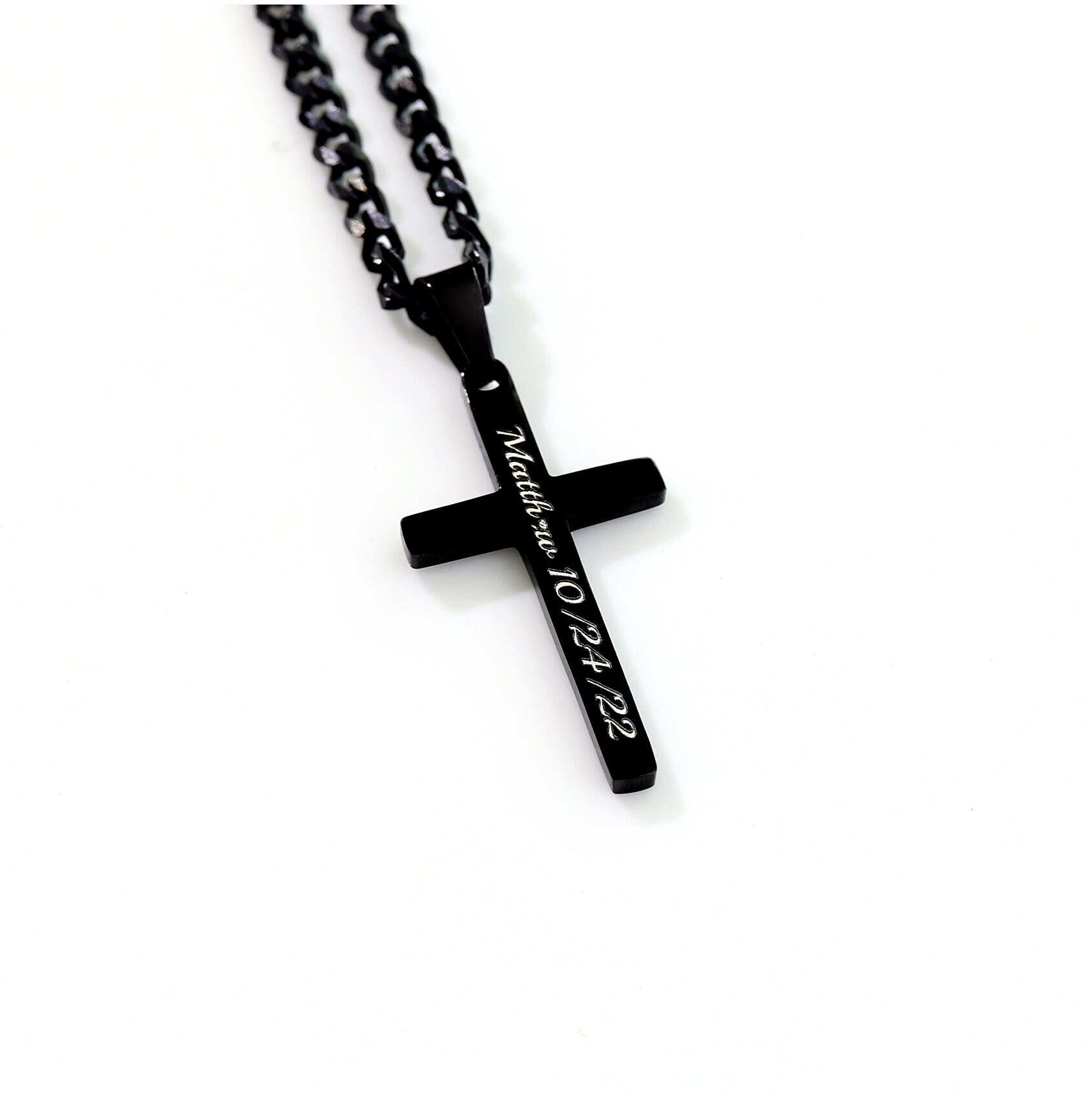 Black Cross Necklace for Men Stainless 
