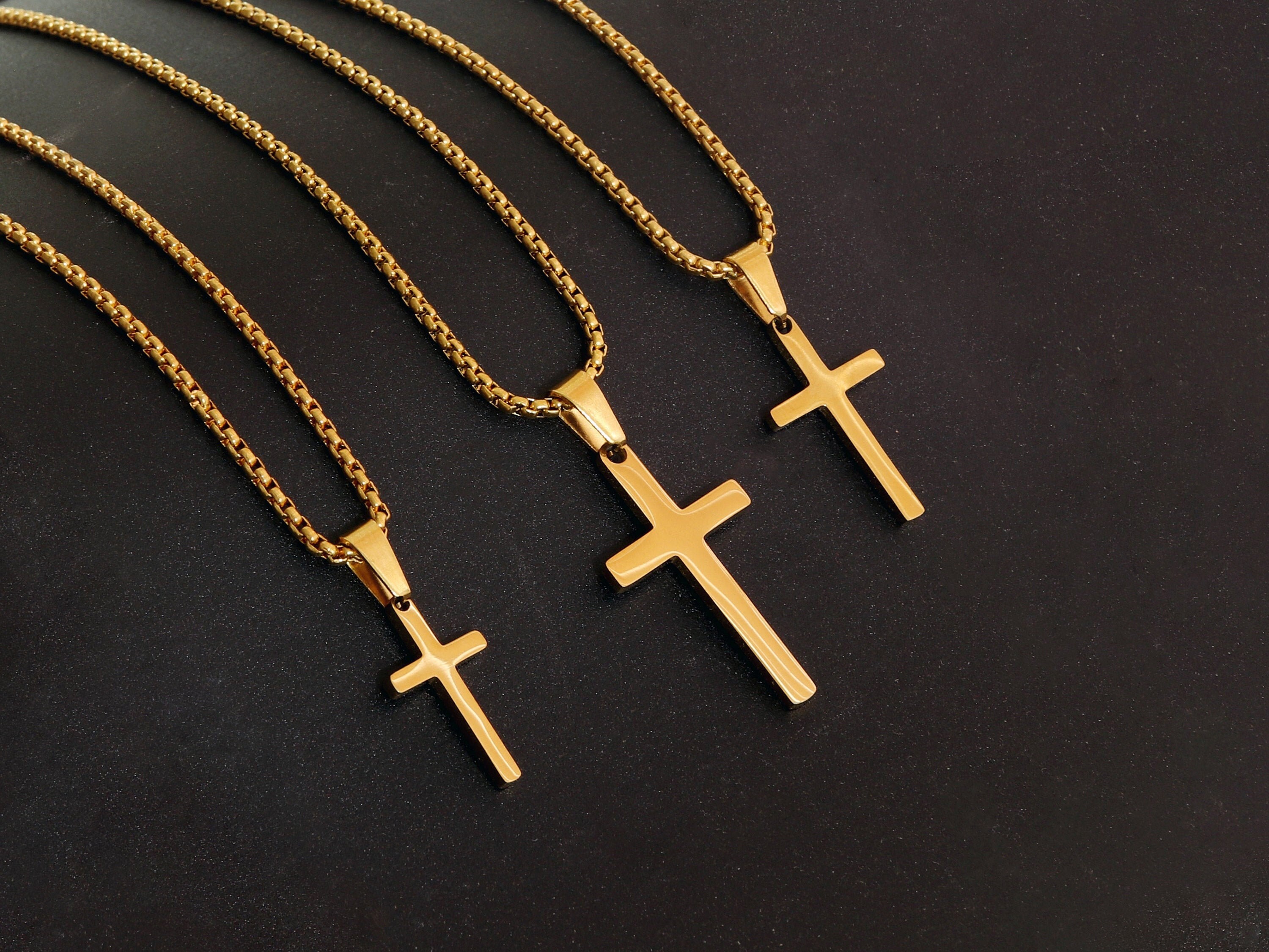 Herren Kreuz Halskette Gold Kreuz Halskette für Männer Etsy