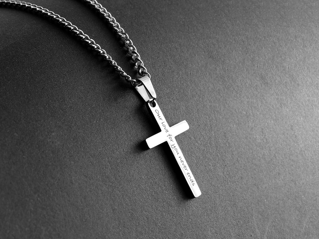 Personalized Necklace, Men's Cross Necklace, Boys Cross Necklace