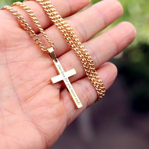 Men&#39;s Cross Necklace, Gold Cross Necklace for Men, Mens Necklace, Boys Cross Necklace, Mens Jewelry, Personalize Necklace, Gift for Him