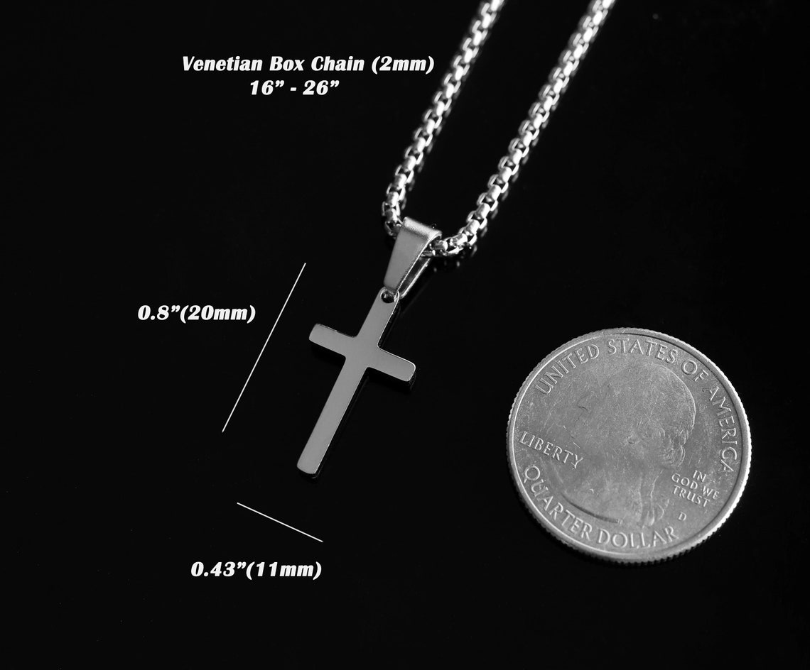 Men's Cross Necklace Silver Cross Necklace Men Small Etsy
