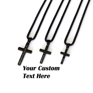Men&#39;s cross necklace, Boys Cross Necklace, Black Cross Necklace, Kids Cross Pendant, Cross Chain for Men
