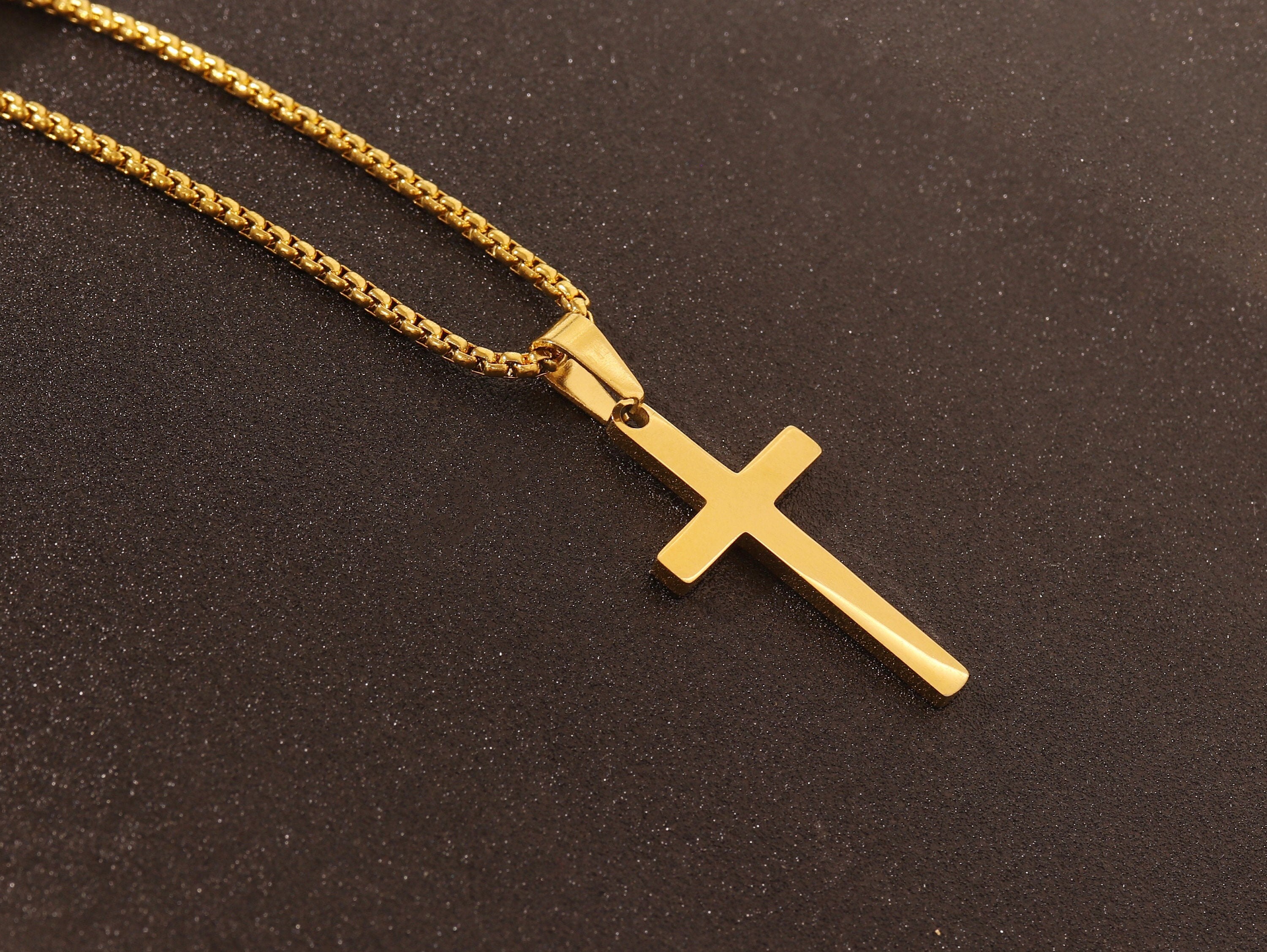 Men's Cross Necklace Gold Cross Necklace for Men Boys Etsy.de