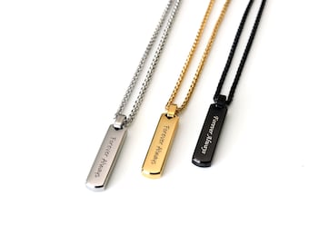 Custom Men's Necklace, Personalized Gift for Him, Engraved Bar Pendant, Meaningful Boyfriend Gift, Dad Name Pendant, Men's Bar Necklace