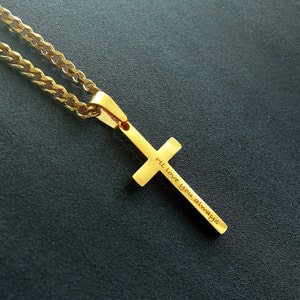 Men's Necklace, Gold Cross Necklace, Mens Gold Necklace, Cuban Chain Necklace for Men, Men Cross Necklace, Boys Necklaces, Mens gift image 2