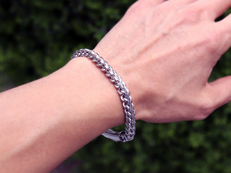 Mens Silver Bracelet Men Chain Bracelet Mens Bracelet Etsy