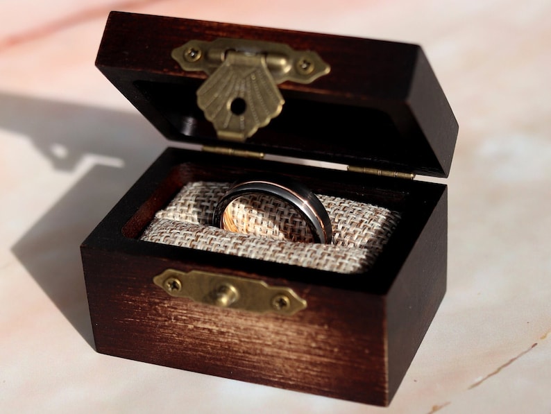 Men's Unique Wedding Band, Black & Silver Brushed Rose Gold Tungsten Ring, Mens Wedding Ring, Men Engagement Ring, Black Tungsten Ring image 9
