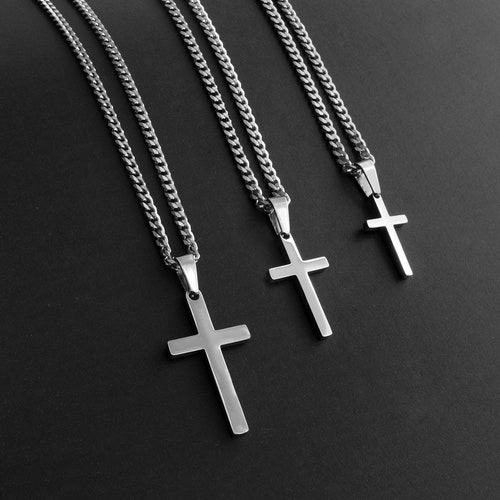 Modern Cross Necklace for Men Sterling Silver Men's Cross Etsy