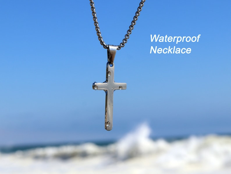 Silver Cross Necklace Men's Cross Necklace Personalized Etsy