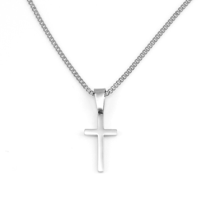 Men's Small Cross Necklace Men Black Cross Necklace Men Etsy