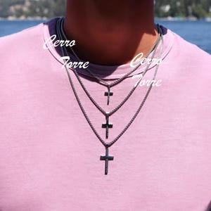 Personalized Men Cross Necklace Engraved Boys Cross Necklace Kids Cross necklace Women Stainless Steel Silver Cross Pendant Chain for Men