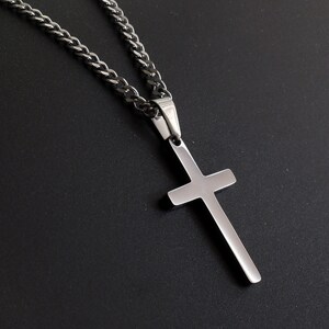 Men's Cross Necklace, Cross Necklace for Men, Silver Cross Pendant With ...