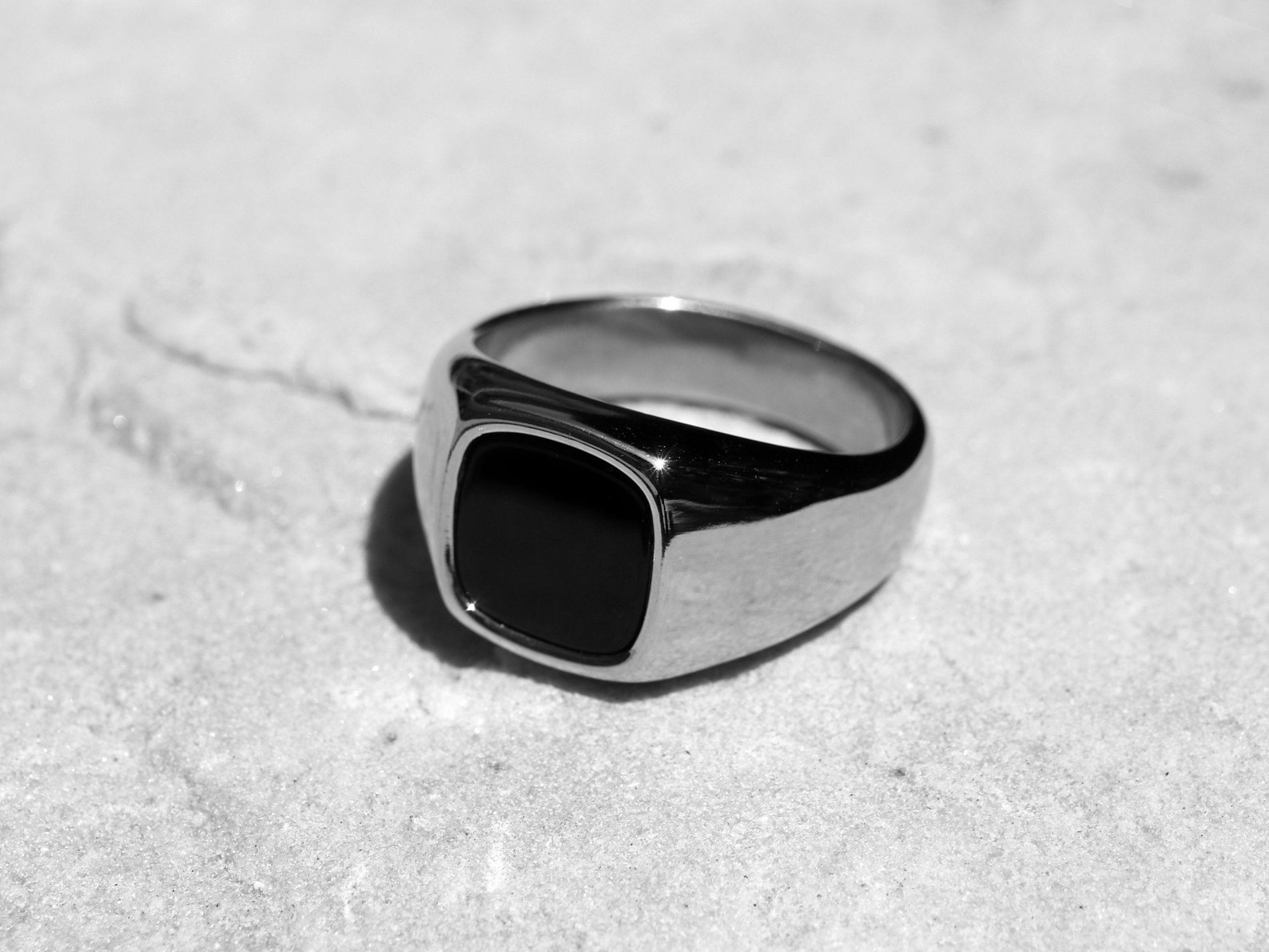 Men's Pinky Ring Black Onyx Styled Ring Men Silver Ring Etsy