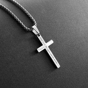 Silver Cross Necklace, Men&#39;s Cross Necklace, Personalized Necklace, Boys Cross Necklace, Engraved Cross Necklace, Waterproof Necklace
