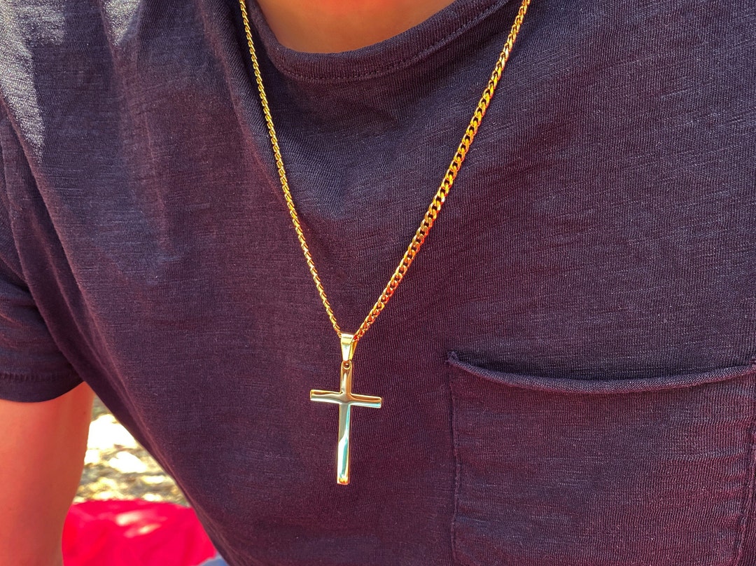 Men's Cross Necklace Gold Cross Necklace for Men Mens Etsy