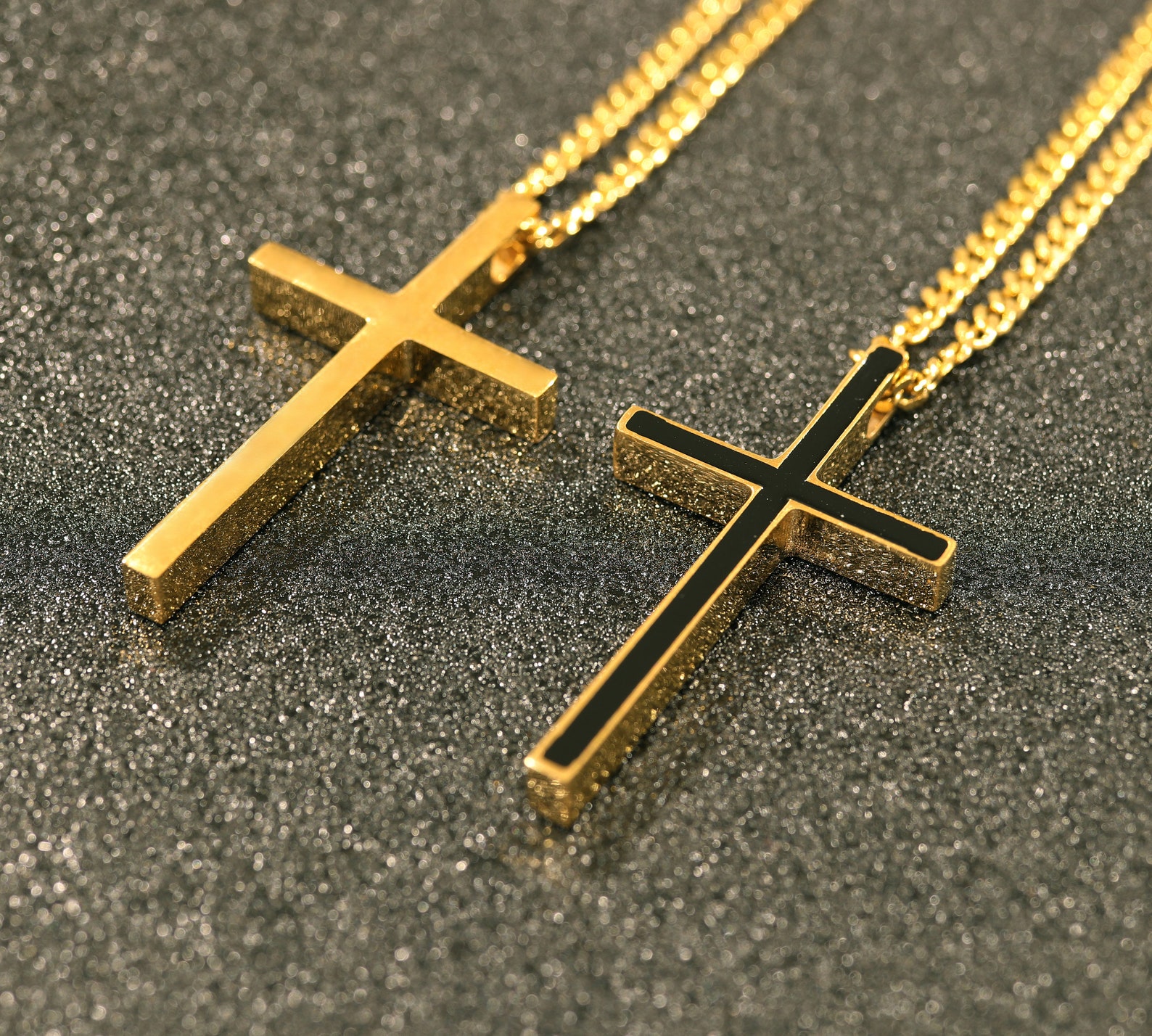 Men's Black Cross Necklace Cross Necklaces for Men Gold Etsy