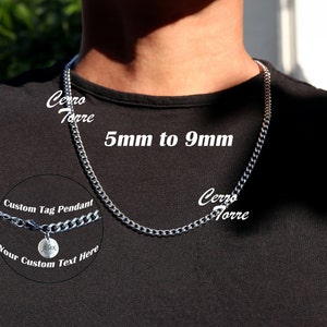 Men&#39;s Chain Necklace, 5mm Cuban Link Chain, Men&#39;s Necklace, Stainless Steel Silver Chain, Cuban Chain Necklace