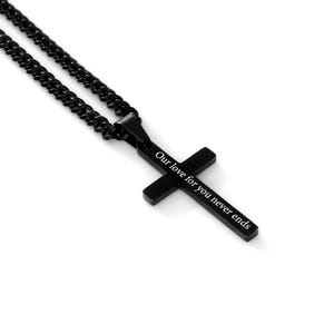 Black Cross Necklace for Men, Stainless Steel Cross Necklaces for Men, Black Cross Pendant Necklace with Curb Chain