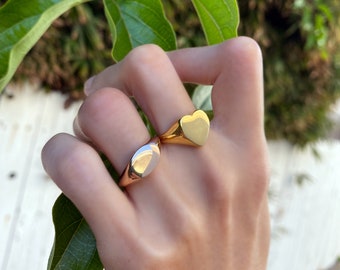 Gold Heart Ring, Heart Signet Ring, Gold Signet Ring, Chunky Gold Ring, Pinky Ring, Minimalist Ring, Rose Gold Ring, Oval signet ring