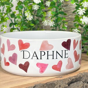 Personalized Ceramic Pet Bowl: Heart Print, Custom Dog or Cat Bowl image 4
