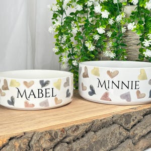 Personalized Ceramic Pet Bowl: Heart Print, Custom Dog or Cat Bowl image 2