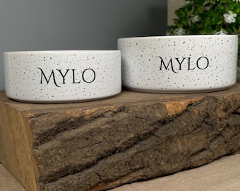 Personalized Speckled Ceramic Pet Bowl: Custom Cat/Dog Bowl