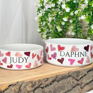 Personalized Ceramic Pet Bowl: Heart Print, Custom Dog or Cat Bowl image 3
