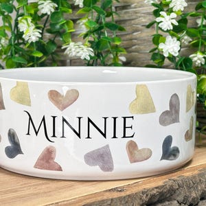 Personalized Ceramic Pet Bowl: Heart Print, Custom Dog or Cat Bowl image 5
