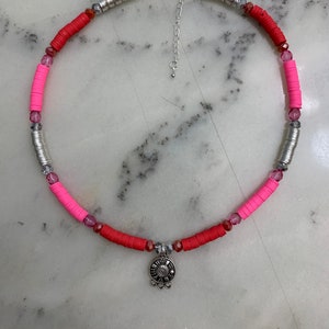Silver Circle Medallion Beaded Necklace