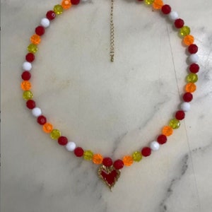 Set Your Heart Ablaze Beaded Necklace