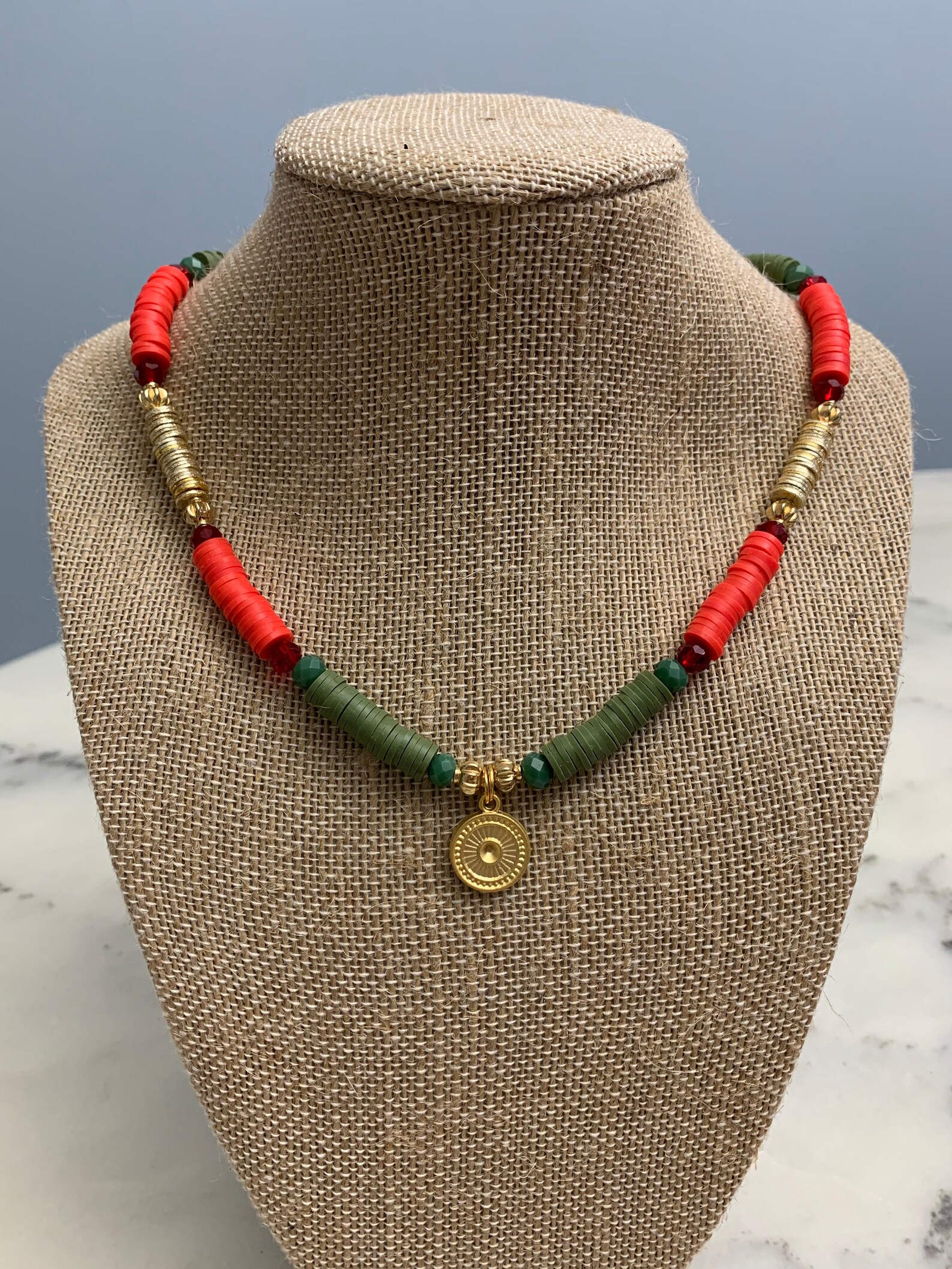 Gold Circle Medallion Beaded Necklace Etsy Australia