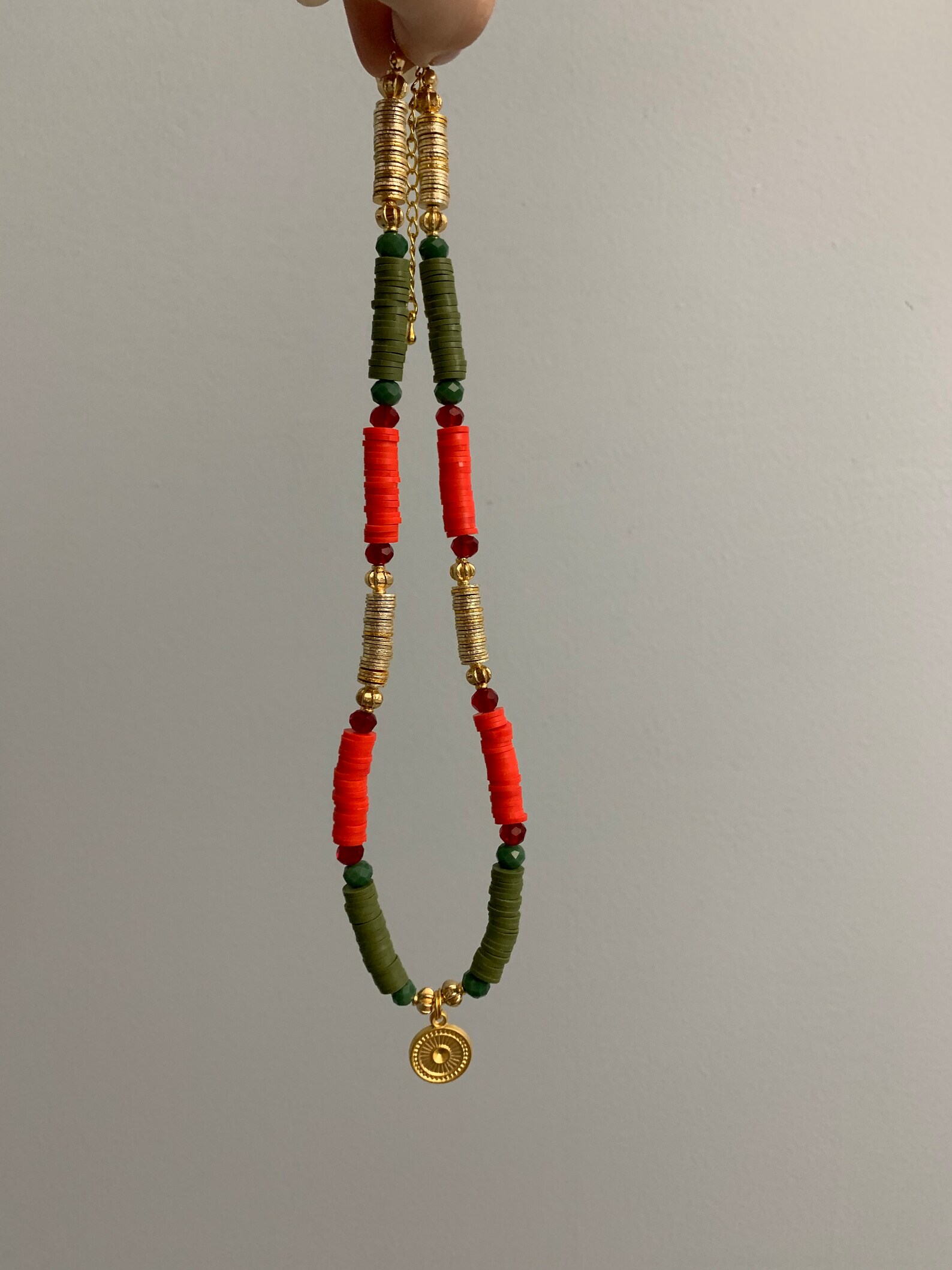 Gold Circle Medallion Beaded Necklace Etsy