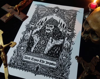 Linocut Dracula - Vlad Tepes The Impaler