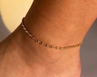 Bracelet de cheville orné de perles / Chaînes de cheville en or / Chaîne de cheville en or / Chaîne en or / Bijoux d'été / Bracelet de cheville / Bracelets de cheville en pointillés