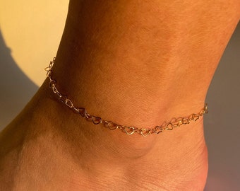 Heart Chain Anklet / Gold Anklets / Gold Chain Anklet / Gold Chain / Summer Jewelry / Anklet / Heart Shaped Chain