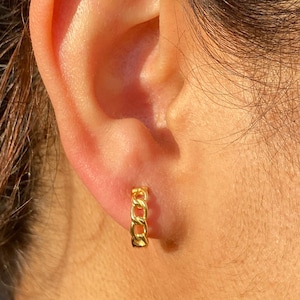 Gold Hoop Earring / Chain Hoops / Gold Vermeil Earring / Sterling Silver Earring / Dainty Earring / Gold Huggies / Hoops