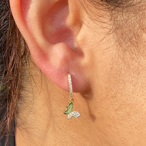 Butterfly Earring / Gold Vermeil Earring  / Dainty Earring / Gold Huggie / Gold Hoop / Drop Earrings