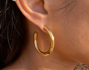Gold Creolen / Große Creolen / Kühne Ohrringe / Chunky Ohrring / Gold Creolen / Creolen Ohrring / Statement Ohrringe