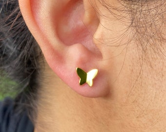 Pendientes de mariposa de oro vermeil, sin níquel